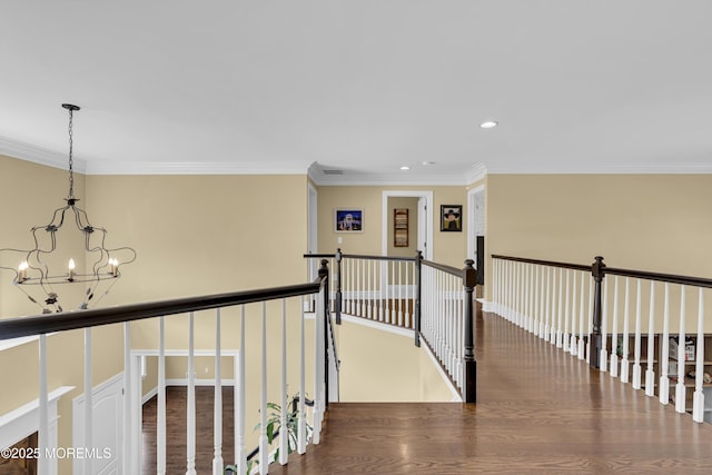 10 Biscayne Ct, Jackson, NJ 08527 - hall featuring crown molding, wood finished floors, recessed lighting, and a chandelier