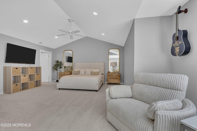 10 Biscayne Ct, Jackson, NJ 08527 - carpeted bedroom featuring vaulted ceiling, recessed lighting, and a ceiling fan