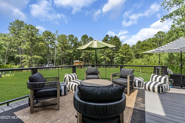 10 Biscayne Ct, Jackson, NJ 08527 - wooden terrace featuring an outdoor hangout area and a yard