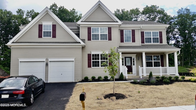 4 Christopher Dr, Howell, NJ 07731 - traditional-style house featuring covered porch, asphalt driveway, and a shingled roof