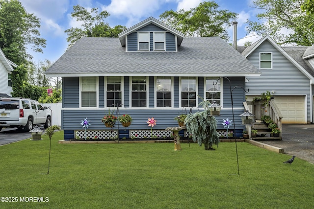 614 Bay Blvd, Bayville, NJ 08721 - view of front facade featuring a shingled roof, a front lawn, and an attached garage