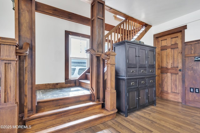 614 Bay Blvd, Bayville, NJ 08721 - stairs featuring wood finished floors