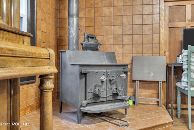 614 Bay Blvd, Bayville, NJ 08721 - detailed view of a wood stove and tile walls