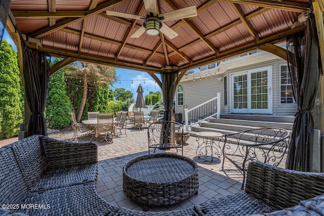 101 Taft Ct, Brick, NJ 08724 - view of patio / terrace with a gazebo, outdoor dining area, and a ceiling fan