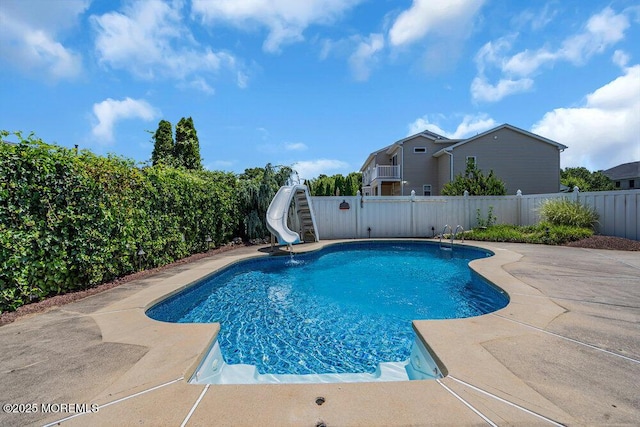 101 Taft Ct, Brick, NJ 08724 - view of pool with a water slide, a fenced backyard, and a patio