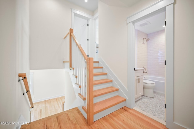 569 Ocean Blvd, Leonardo, NJ 07737 - staircase featuring wood finished floors and recessed lighting