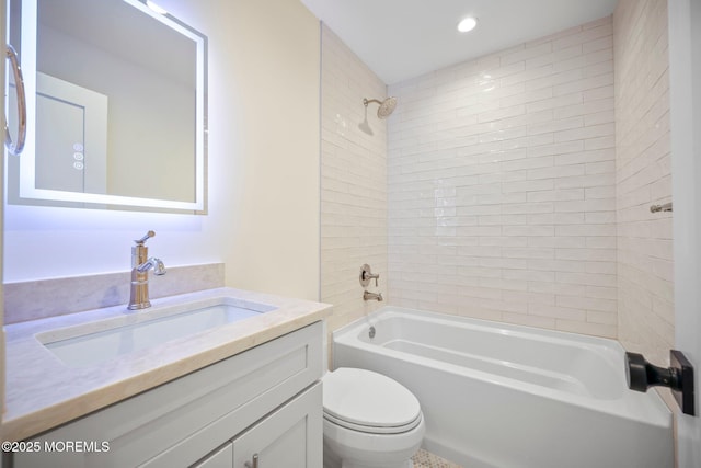 569 Ocean Blvd, Leonardo, NJ 07737 - full bathroom with vanity, shower / bath combination, and recessed lighting