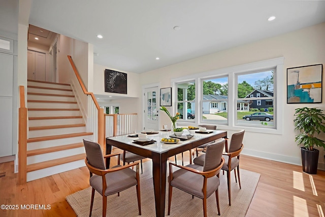 569 Ocean Blvd, Leonardo, NJ 07737 - dining space with light wood-style flooring, recessed lighting, and stairs