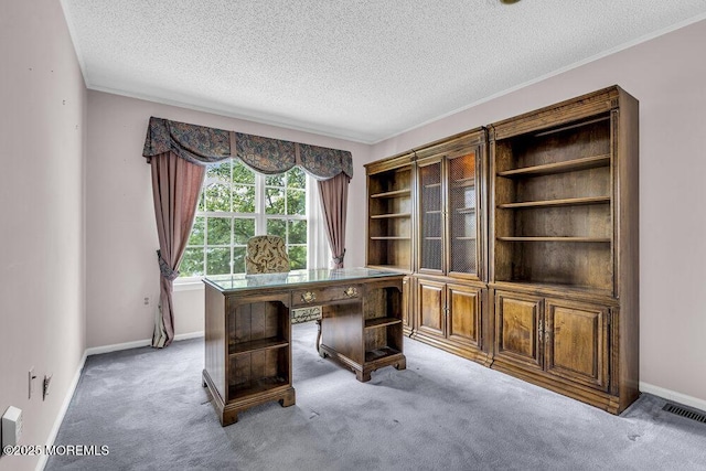 106 Tarpon Dr, Sea Girt, NJ 08750 - unfurnished office with a textured ceiling, carpet floors, and crown molding