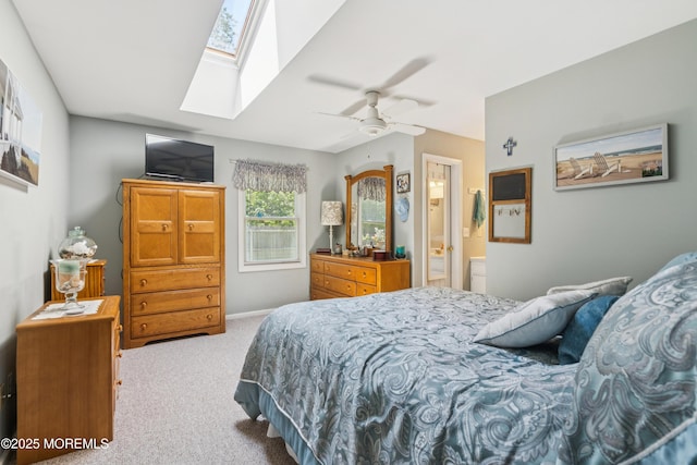 7 Plymouth Dr, Howell, NJ 07731 - bedroom with a skylight, carpet floors, a ceiling fan, and ensuite bathroom
