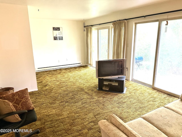 170 E Holly Ln Unit 105, Little Egg Harbor, NJ 08087 - living area with baseboard heating and carpet flooring