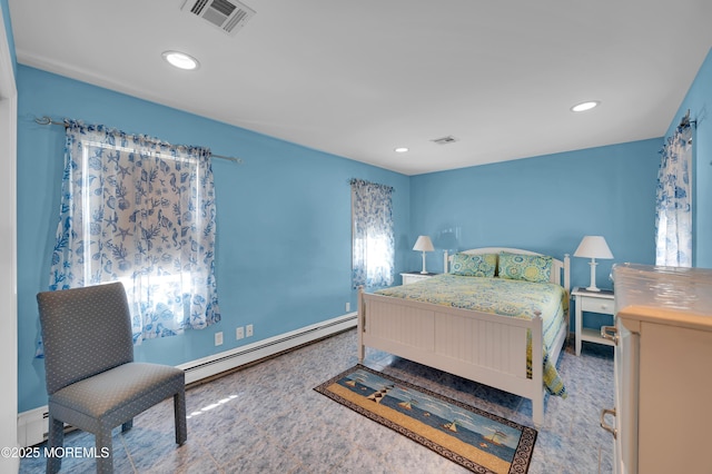 19 Elizabeth Ave, Lavallette, NJ 08735 - bedroom with a baseboard heating unit, recessed lighting, and carpet floors