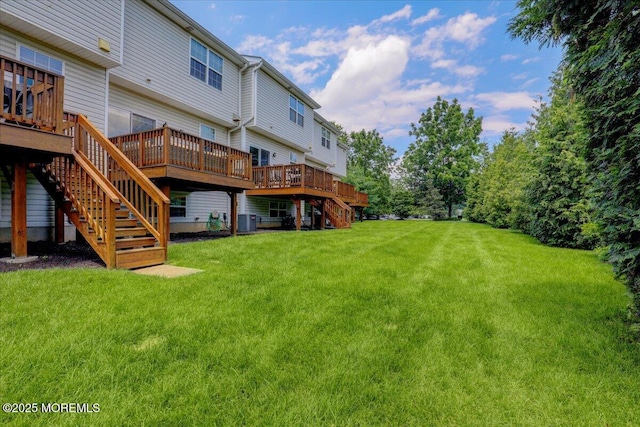 108 Warbler Way, Freehold, NJ 07728 - view of green lawn featuring stairs and a deck