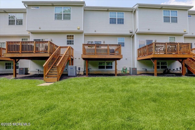 108 Warbler Way, Freehold, NJ 07728 - back of property with stairway, a deck, and a yard