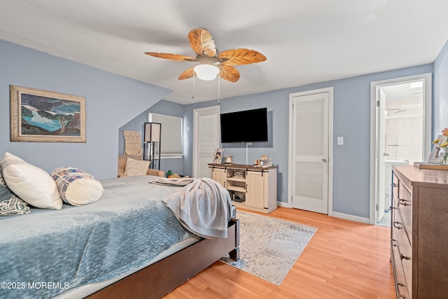 15 Park Blvd, Ocean Twp, NJ 07712 - bedroom featuring light wood-style flooring, a ceiling fan, and ensuite bathroom
