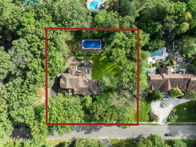 79 Cypress Neck Rd, Lincroft, NJ 07738 - aerial view of property and surrounding area featuring property parcel outlined