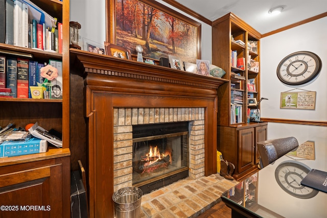 79 Cypress Neck Rd, Lincroft, NJ 07738 - detailed view of ornamental molding and a fireplace