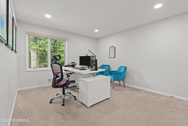 79 Cypress Neck Rd, Lincroft, NJ 07738 - home office featuring light carpet and recessed lighting