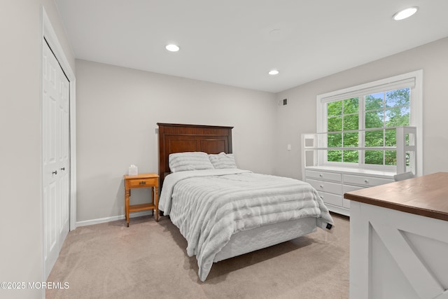 79 Cypress Neck Rd, Lincroft, NJ 07738 - bedroom with light carpet, recessed lighting, and a closet