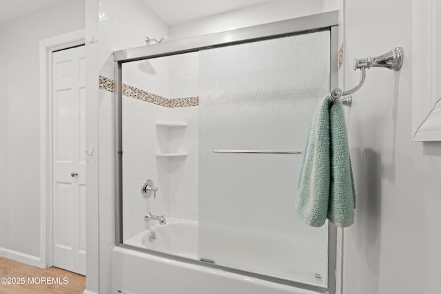 79 Cypress Neck Rd, Lincroft, NJ 07738 - bathroom with shower / bath combination with glass door and wood finished floors