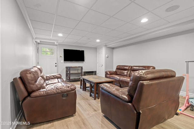 79 Cypress Neck Rd, Lincroft, NJ 07738 - living area featuring light wood-style flooring, recessed lighting, and a drop ceiling