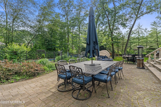 79 Cypress Neck Rd, Lincroft, NJ 07738 - view of patio with outdoor dining area and view of scattered trees