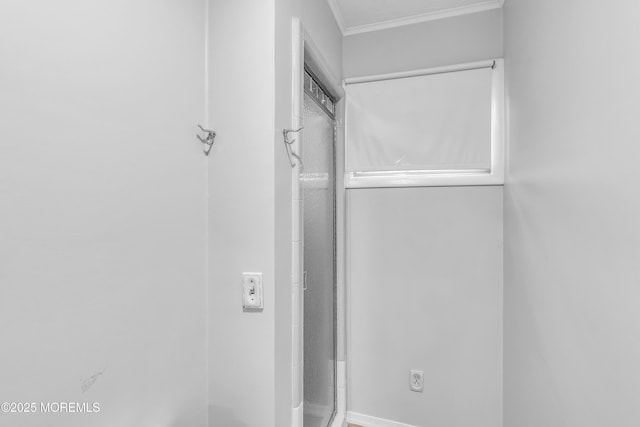 100 Case Rd, Lakewood, NJ 08701 - bathroom featuring crown molding and an enclosed shower