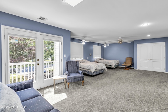 100 Case Rd, Lakewood, NJ 08701 - carpeted bedroom with access to exterior and a ceiling fan