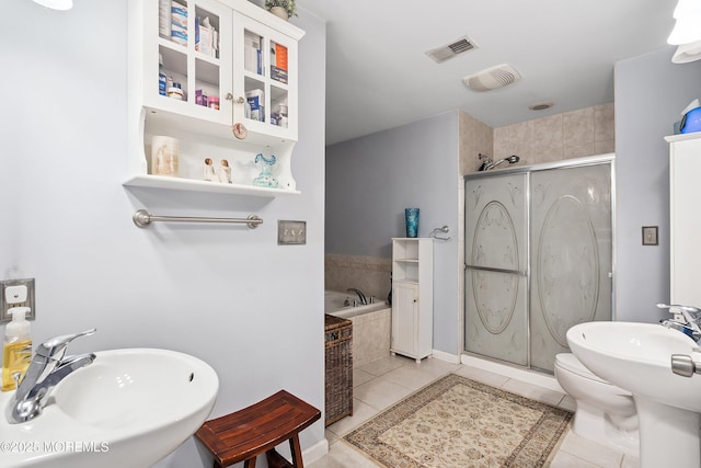 56 Violet Ct, Toms River, NJ 08753 - full bath with tile patterned flooring, a garden tub, and a stall shower