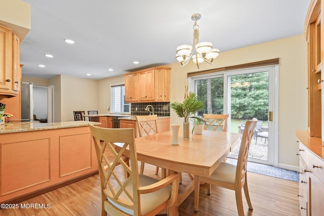 11 Hazelwood Ct, Howell, NJ 07731 - dining space with light wood-style floors, a chandelier, and recessed lighting