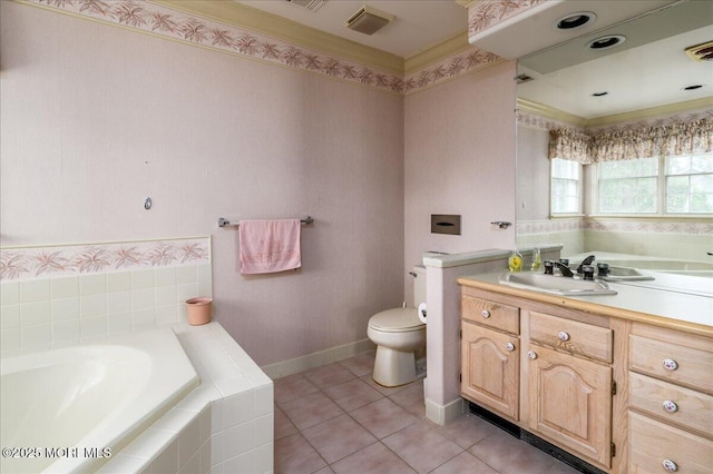 2331 Kira Ct, Toms River, NJ 08755 - bathroom with a garden tub, vanity, and tile patterned floors