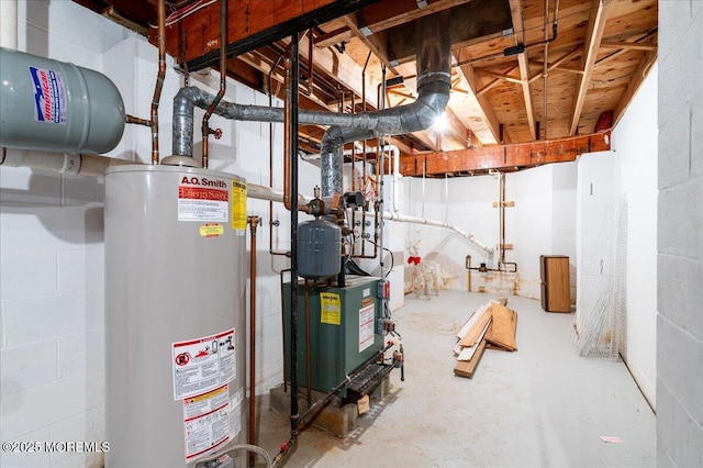 2331 Kira Ct, Toms River, NJ 08755 - unfinished below grade area featuring water heater, concrete block wall, and a heating unit