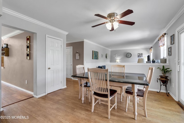 16 Arrowhead Way, Millstone, NJ 08535 - dining room with ceiling fan, light wood-style floors, and crown molding
