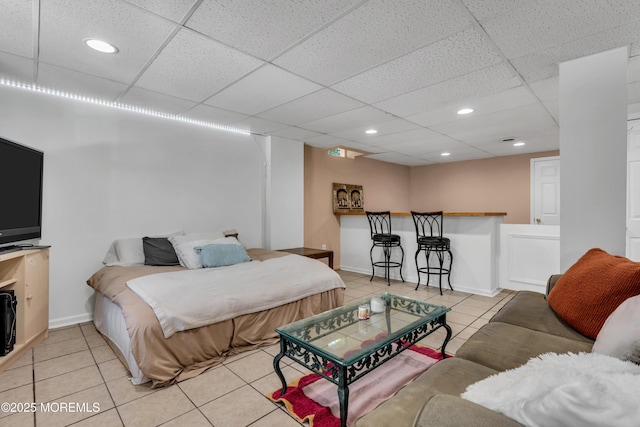 16 Arrowhead Way, Millstone, NJ 08535 - bedroom with tile patterned floors, recessed lighting, and a drop ceiling