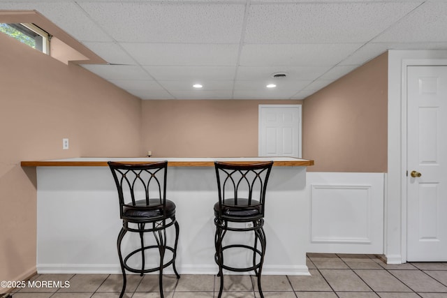 16 Arrowhead Way, Millstone, NJ 08535 - bar featuring a drop ceiling, tile patterned flooring, and recessed lighting