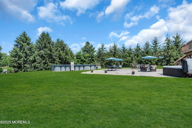 16 Arrowhead Way, Millstone, NJ 08535 - view of grassy yard with a patio and a pool