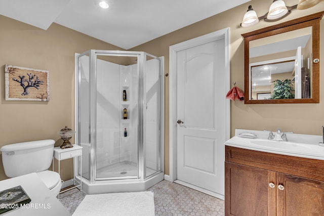2 Shady Oak Ct, Millstone, NJ 08535 - full bath featuring vanity, a stall shower, and tile patterned floors
