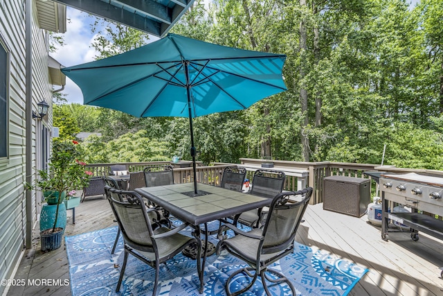 2 Shady Oak Ct, Millstone, NJ 08535 - deck featuring outdoor dining area, area for grilling, and view of wooded area