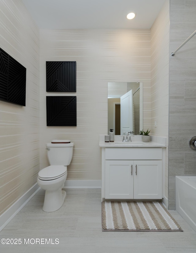 28202 Radford Ct, Monroe, NJ 08831 - bathroom with vanity, shower / bathtub combination, tile patterned flooring, and recessed lighting
