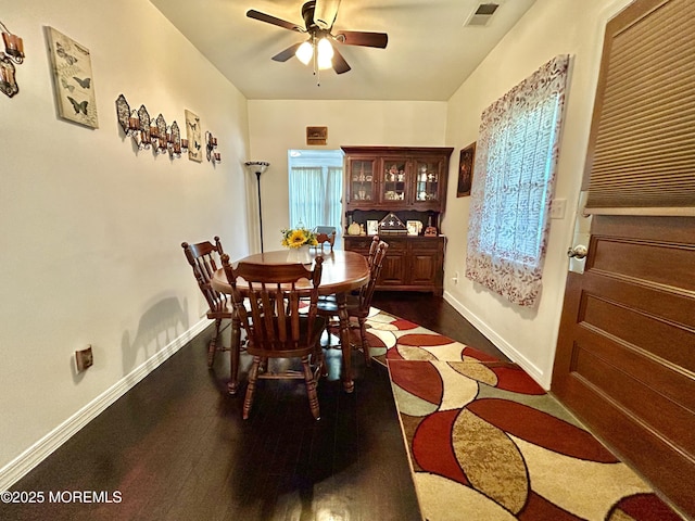 38 Crescent St, Keansburg, NJ 07734 - dining room featuring a ceiling fan, dark wood-type flooring, and healthy amount of natural light