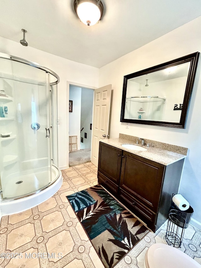 38 Crescent St, Keansburg, NJ 07734 - full bathroom with a stall shower, vanity, and tile patterned floors