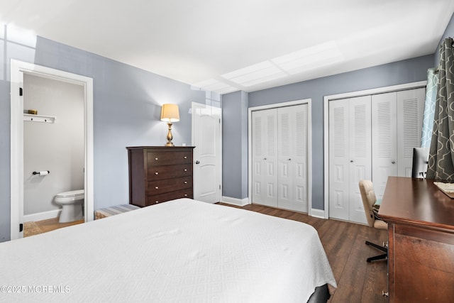 7 Steeple Chase Ct, Tinton Falls, NJ 07724 - bedroom featuring two closets, dark wood-style flooring, and ensuite bathroom