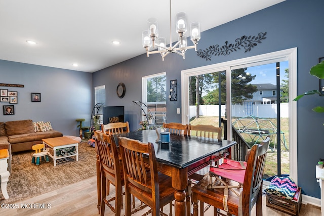 107 Sandpiper Ln, Little Egg Harbor, NJ 08087 - dining room with light wood-style floors, a chandelier, and recessed lighting