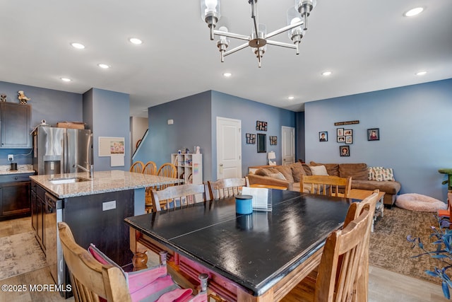 107 Sandpiper Ln, Little Egg Harbor, NJ 08087 - dining area featuring light wood-style floors, recessed lighting, and a chandelier