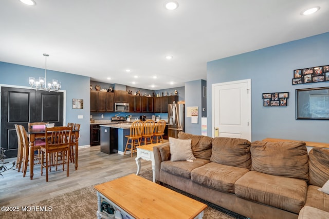 107 Sandpiper Ln, Little Egg Harbor, NJ 08087 - living area featuring light wood-type flooring, a chandelier, and recessed lighting