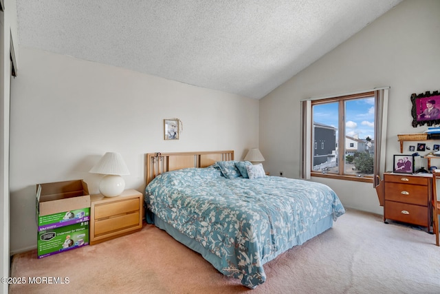 1856 Mill Creek Rd, Beach Haven West, NJ 08050 - bedroom with light colored carpet, lofted ceiling, and a textured ceiling