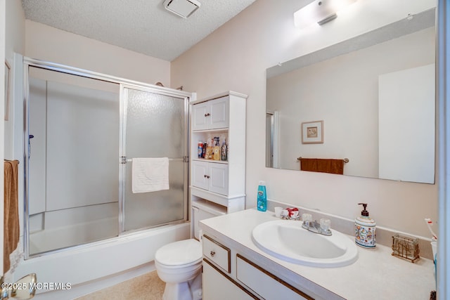 1856 Mill Creek Rd, Beach Haven West, NJ 08050 - full bath featuring vanity, bath / shower combo with glass door, and a textured ceiling