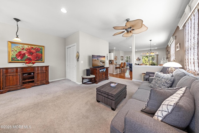 45 Marigold Ln, Little Egg Harbor, NJ 08087 - living area with light carpet, ceiling fan, and recessed lighting