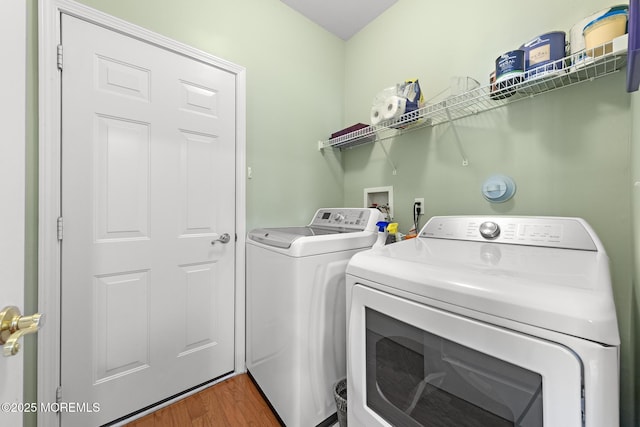 45 Marigold Ln, Little Egg Harbor, NJ 08087 - laundry area with independent washer and dryer and wood finished floors