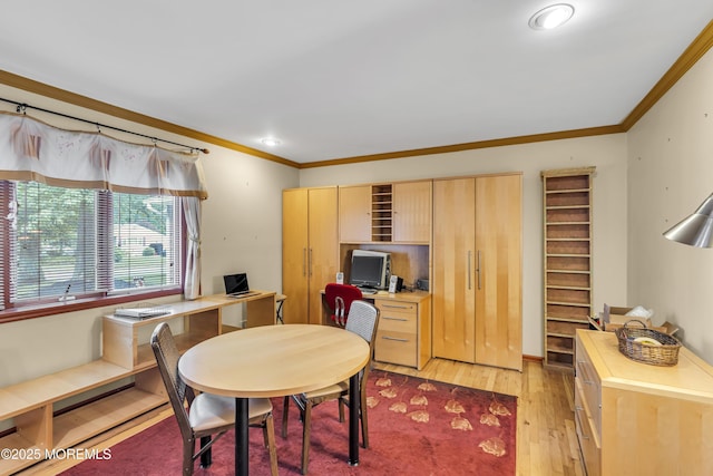 14 Copperfield Ct, Eatontown, NJ 07724 - dining area featuring crown molding, an office area, light wood-style floors, and recessed lighting